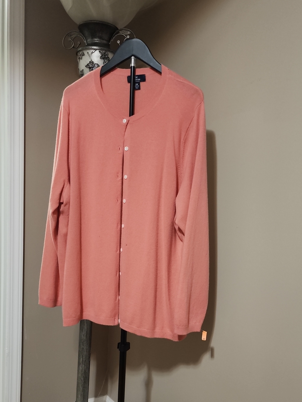 Lands' End Women's Peach Button-Front Cardigan